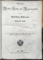 Allgemeines Reichs-Gesetz- und Regierungsblatt für das Kaiserthum Oesterreich Jahrgang 1850. ...