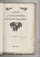 Listy Julia Zeyera Růženě Jesenské 1889-1900