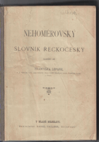 Nehomérovský slovník řeckočeský Starořečtina, stará-klasická řečtina