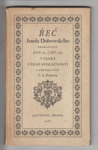 Řeč Josefa Dobrovského proslovená dne 25. září 1791 v České učené společnosti