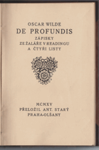 De profundis - zápisky ze žaláře v Readingu a čtyři listy