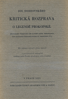 Jos. Dobrovského Kritická rozprava o Legendě Prokopské