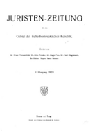 Juristen-Zeitung für das Gebiet der Tschechoslowakischen Republik