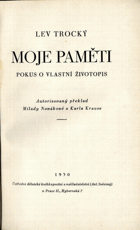 Moje paměti - pokus o vlastní životopis