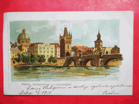 Praha - Prag - Prague, Karlův most, dlouhá adresa (pohled)