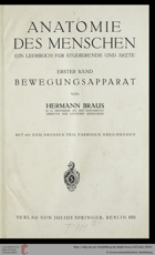 Anatomie des Menschen - ein Lehrbuch für Studierende und Ärzte. Band 1. Bewegungsapparat