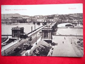 Budapešť - Budapest, Maďarsko, řeka, tramvaj, koňský povoz (pohled)