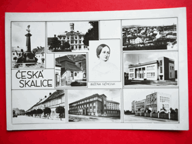 Česká Skalice - Böhmisch Skalitz,  okres Náchod, víceokénková pohlednice, koláž (pohled)