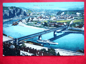Ústí nad Labem - Aussig an der Elbe, řeka, most, loď (pohled)