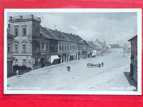 Heřmanův Městec - Hermannstädtel, okres Chrudim, náměstí, povoz (pohled)