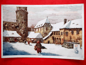 Vánoční pozdrav. Strakonický hrad. (pohled)
