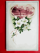 Květina, koláž, reliéf, zlacený rámeček (pohled)