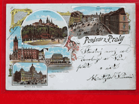 Praha - Prag - Prague, koláž, dlouhá adresa (pohled)