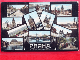 Praha - Prag - Prague, koláž, víceokénková (pohled)