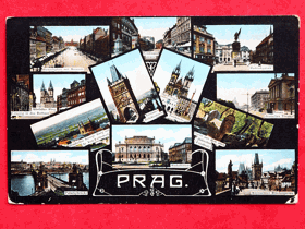 Praha - Prag - Prague, koláž, víceokénková (pohled)