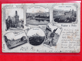 Praha - Prag - Prague, dlouhá adresa, koláž, víceokénková (pohled)