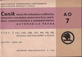 Ceník prací při středních a běžných opravách osobních, dodávkových, sanitních ... ...
