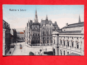 Liberec - Reichenberg, radnice, tramvaj (pohled)