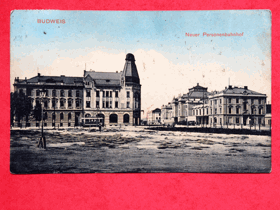 České Budějovice - Budweis - Böhmisch Budweis, vlakové nádraží, tramvaj (pohled)