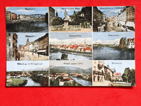 Víceokénková pohlednice, více záběrů z oblasti mezi Rakouskem a Slovinskem SLOVINSKO SLOVENIA (pohled)