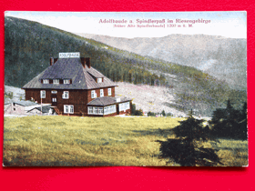 Adolfova bouda - Adolfbaude, Špindlerův Mlýn - Spindlermühle, Krkonoše - Riesengebirge - ... (pohled)