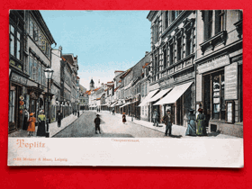 Teplice - Teplitz, Krupská ulice - Graupenstraße, dlouhá adresa (pohled)