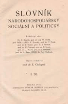 Slovník národohospodářský, sociální a politický - 1. sv.