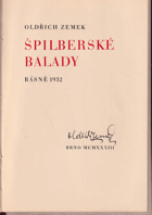 Špilberské balady - básně 1932