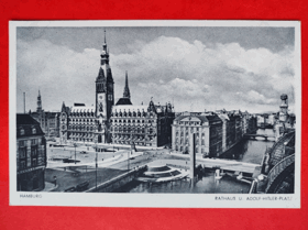 Hamburk - Hamburg, Rathaus u. Adolf Hitler Platz, Německo (pohled)