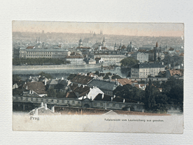 Pohled z Petřína - Letenské Pláně - Vltava, nábřeží (pohled)