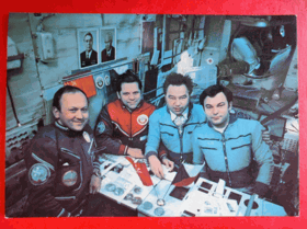 Vladimír Remek na palubě vesmírné stanice modulu  CCCP (pohled)