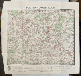 POLITICKÝ OKRES KOLÍN 1:100.000 MAPA-KARTE