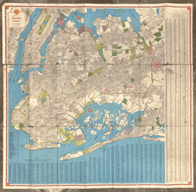 BROOKLYN, QUEENS AND LONG ISLAND STREET GUIDE AND METROPOLITAN MAP-MAPA SHELL