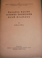Balassa Bálint istenes énekeinek első kiadása