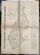 ČSSR NOVÉ ROZDĚLENÍ KRAJŮ A OKRESŮ MAPA