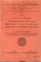 Filosofický význam druhého vydání Kantovy Kritiky čistého rozumu - Deuxième édition de la ...