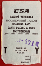 ČSA Palubní vstupenka - Boarding pass, České aerolinie