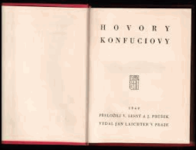 Hovory Konfuciovy Pěkná dobová neoriginální vazba