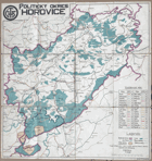 POLIT.OKRES HOŘOVICE+VOJ. STŘELNICE JINCE 1:75.000 MAPA