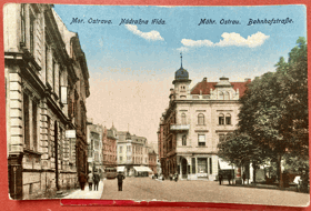 Moravská Ostrava Mähr. Ostrau Nádražní ulice Pohled Pohlednice