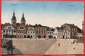 Žamberk náměstí Senftenberg Pohled Pohlednice