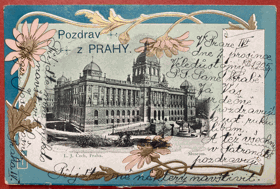 PRAHA MUSEUM Národní muzeum Pohled Pohlednice Secese