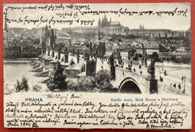 PRAHA KARLŮV MOST Pohled Pohlednice
