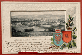 Valašské Meziříčí Wallachisch Meseritsch plastická vytlačovaná panorama Pohled Pohlednice