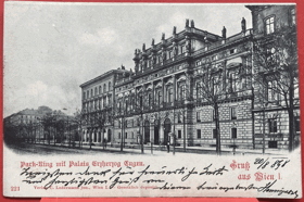 Palais sr. k. u. k. Hoheit des durchl. Herrn Erzherzog Eugen. Wien I., Parkring 8 Pohled Pohlednice