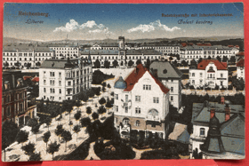 Liberec Reichenberg Radetzkystrasse a kasárna Pohled Pohlednice
