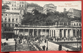 KARLOVY VARY Karlsbad Morgens am Mülhbrunnen Pohled Pohlednice