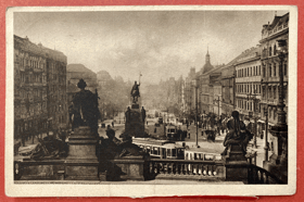 PRAHA Václavské náměstí tramvaj sv.Václav Pohled Pohlednice