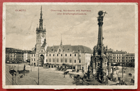 Olomouc OLMÜTZ Masarykovo náměstí od severní strany s radnicí Pohled Pohlednice