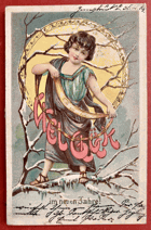 N ROK Secese Jugendstil zlacená plastická Pohlednice Pohled
